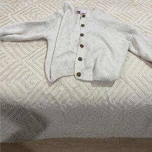 Pink Rose Cream Button-Up Cardigan